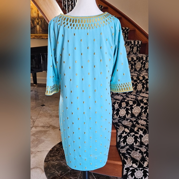 Gretchen Scott Rocket Girl Dress - Trq/Gold - Sz M - Picture 5 of 8